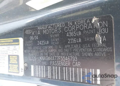 2015 Kia Optima Lx z USA, uszkodzony, nr VIN KNAGM4A77F5546793